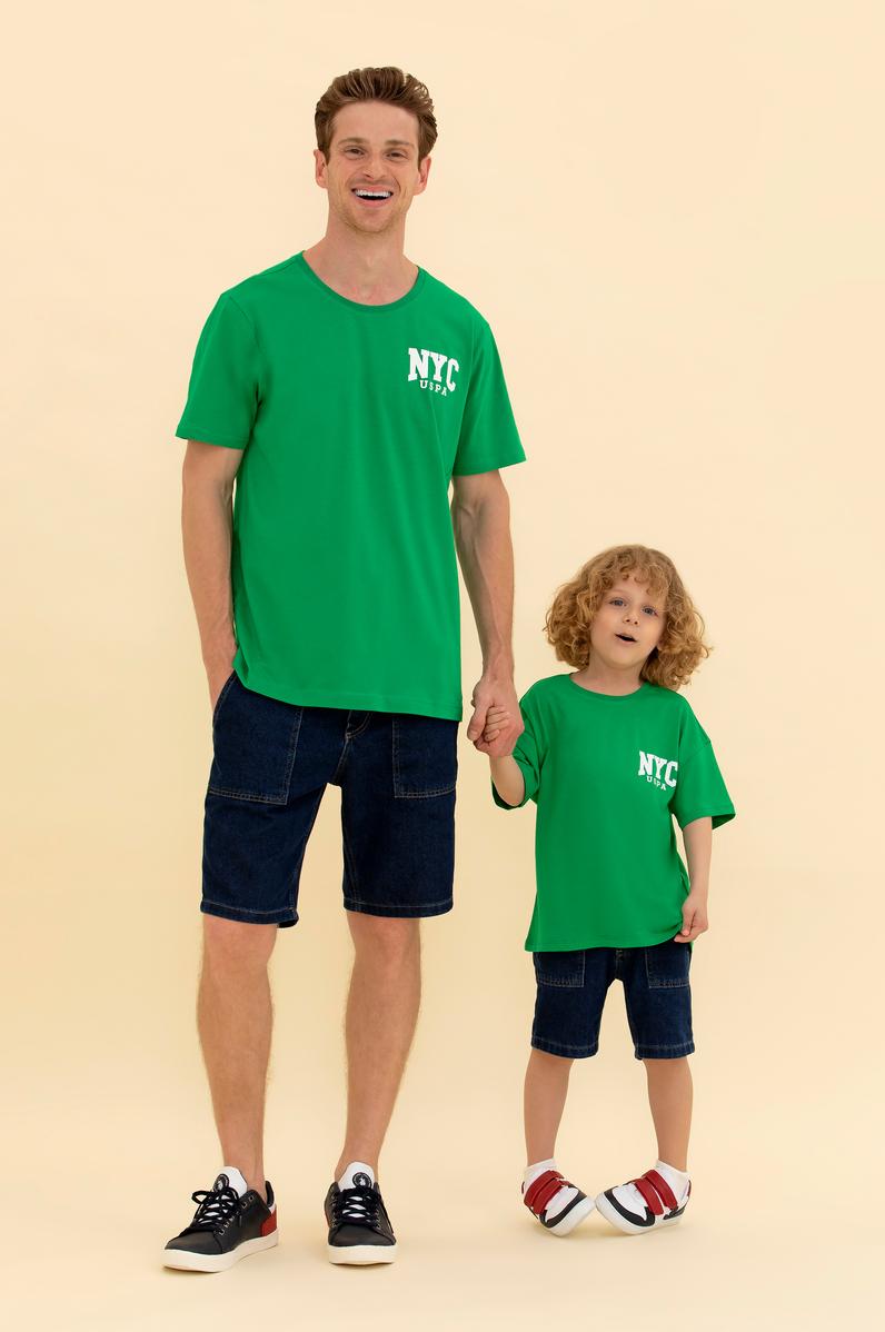 Çocuk Yeşil Bisiklet Yaka Tişört