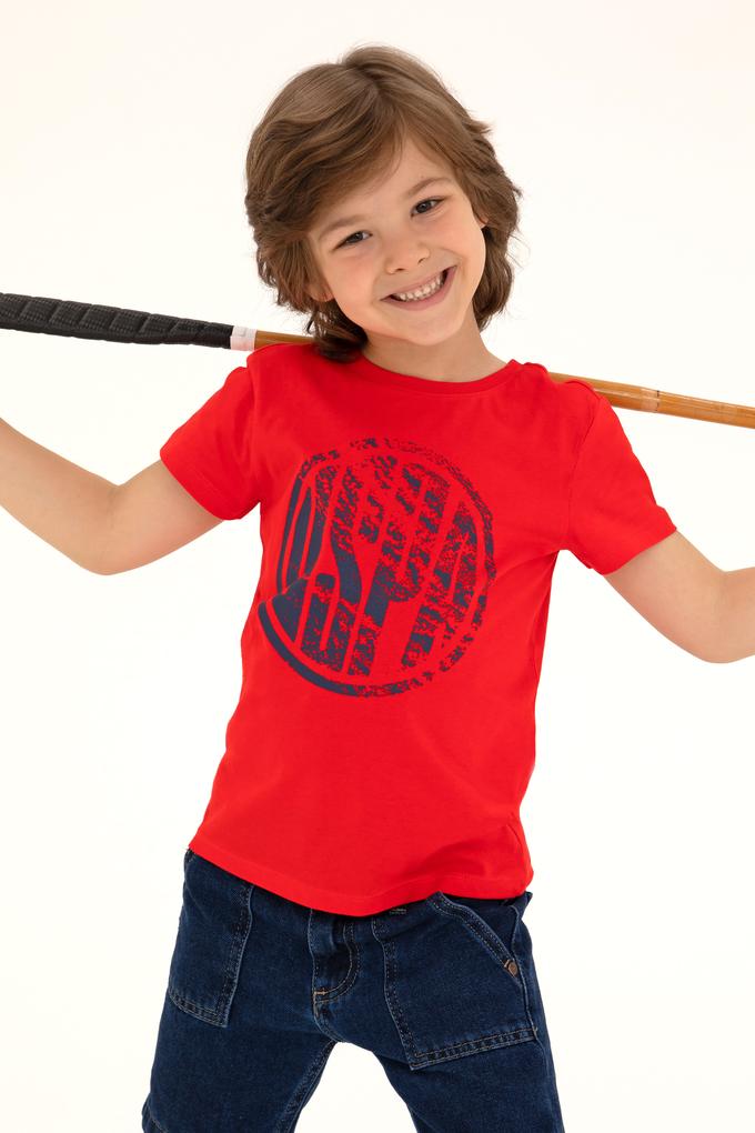 Çocuk Kırmızı Bisiklet Yaka Tişört