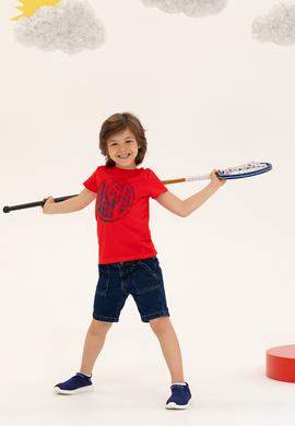 Çocuk Kırmızı Bisiklet Yaka Tişört - 50266038030