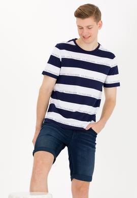 Erkek Lacivert Bisiklet Yaka Tişört - 50264971010