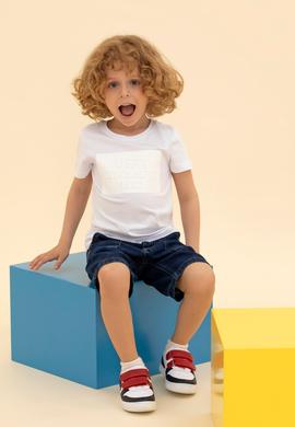 Çocuk Beyaz Bisiklet Yaka Tişört - 50263561005