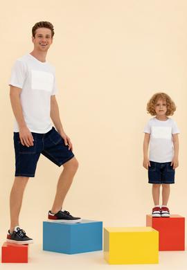 Çocuk Beyaz Bisiklet Yaka Tişört - 50263561005