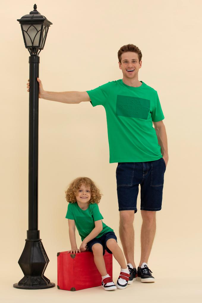 Çocuk Yeşil Bisiklet Yaka Tişört