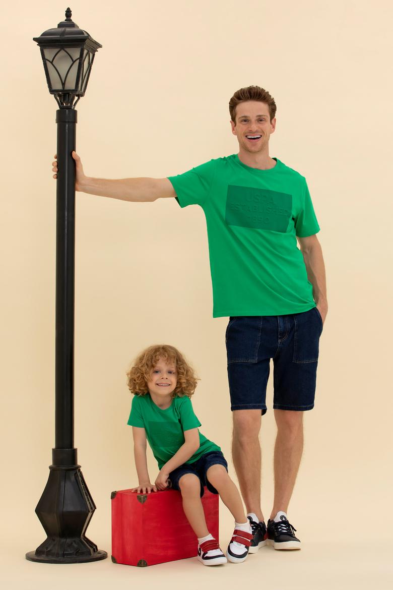 Çocuk Yeşil Bisiklet Yaka Tişört