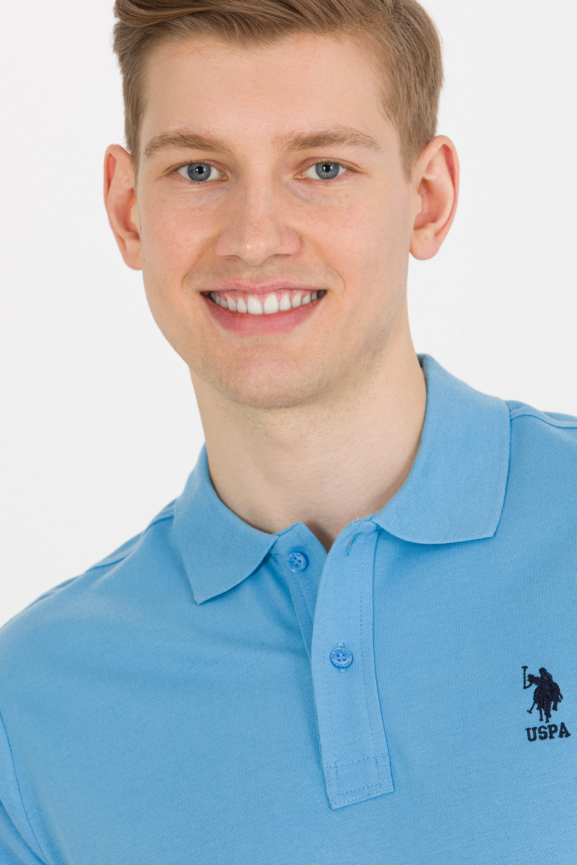 Erkek Turkuaz Basic Polo Yaka Tişört - Image 3