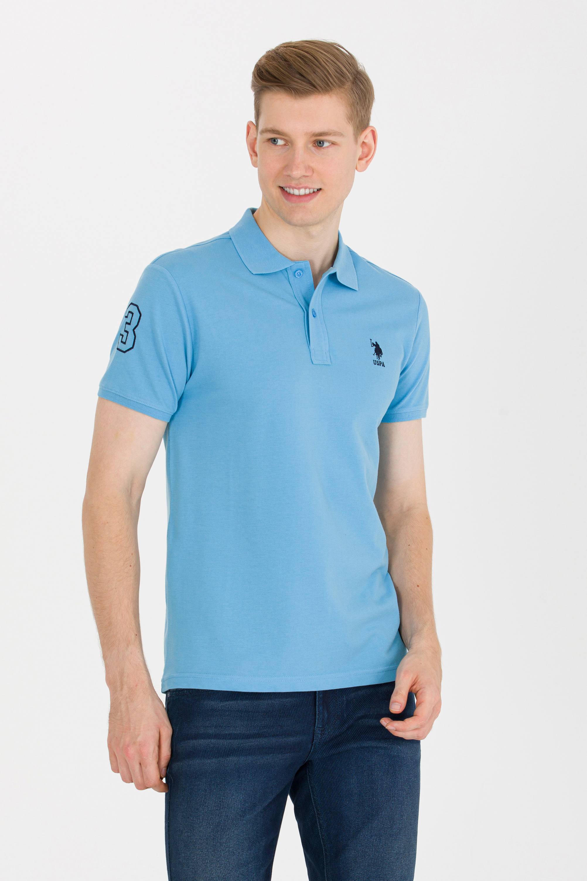 Erkek Turkuaz Basic Polo Yaka Tişört