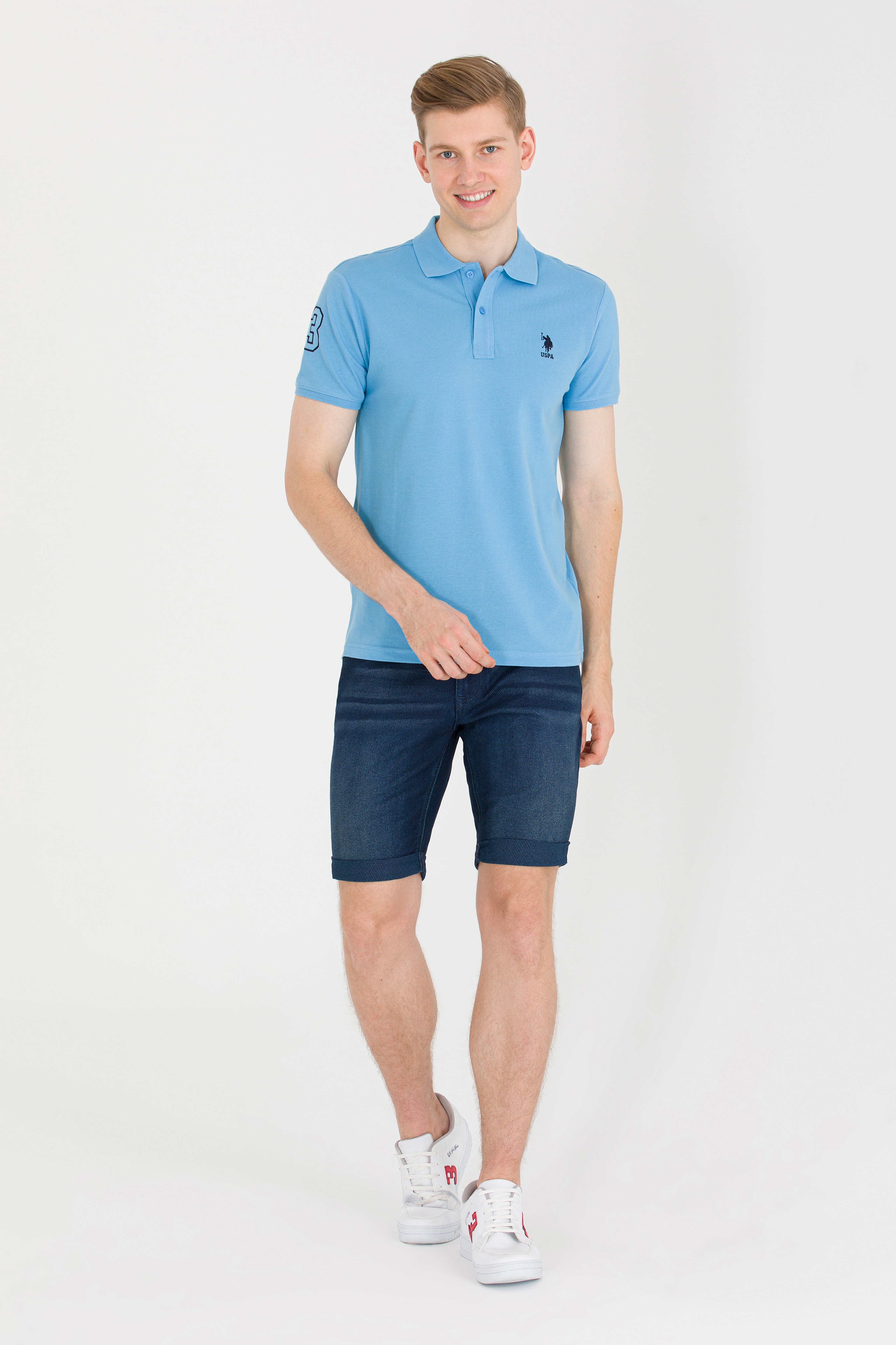 Erkek Turkuaz Basic Polo Yaka Tişört