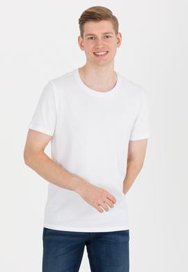 Erkek Beyaz Basic Bisiklet Yaka Tişört - 50264918018