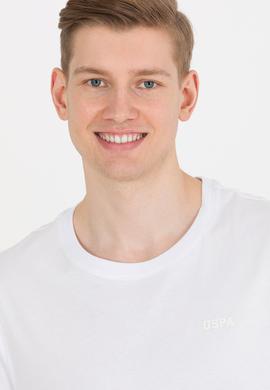 Erkek Beyaz Basic Bisiklet Yaka Tişört - 50264918018