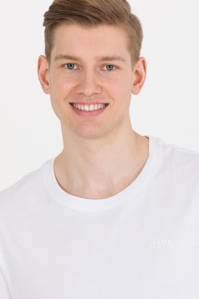 Erkek Beyaz Basic Bisiklet Yaka Tişört - 50264918018