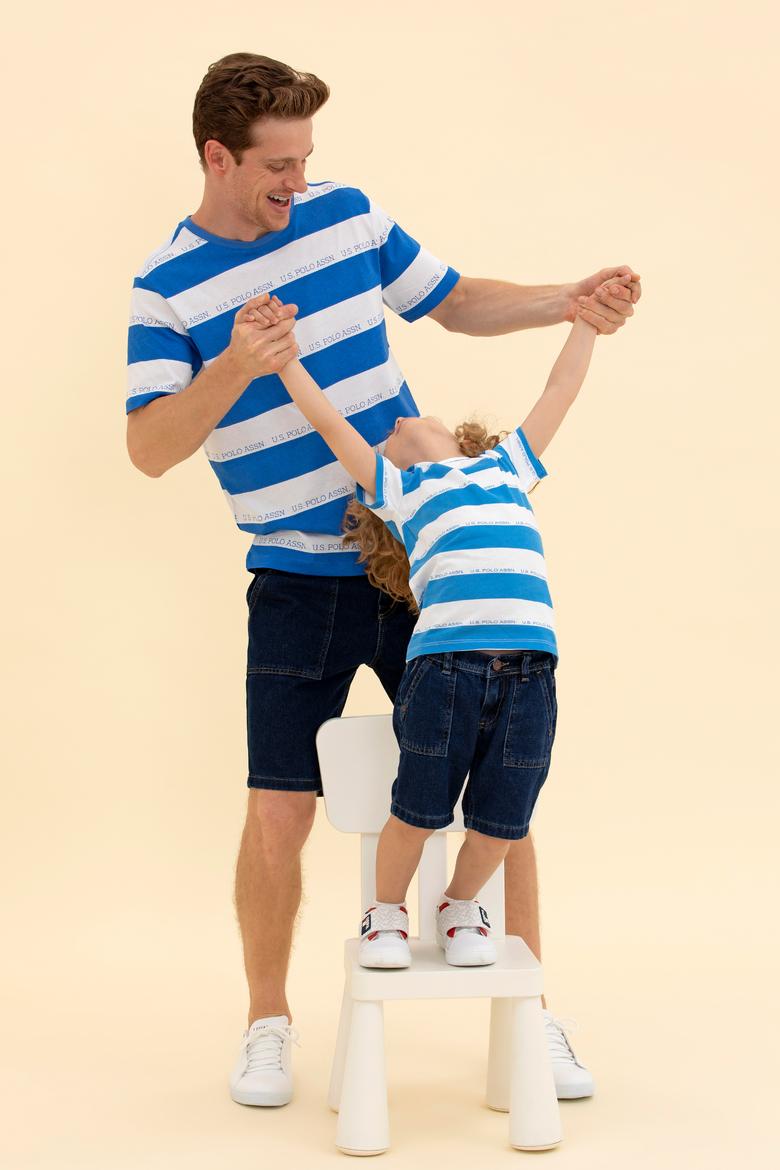 Erkek Saks Bisiklet Yaka Tişört