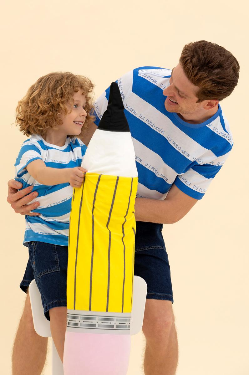 Erkek Saks Bisiklet Yaka Tişört