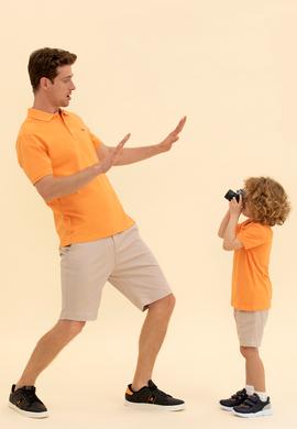Erkek Turuncu Basic Polo Yaka Tişört - 50264892157