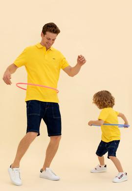 Erkek Koyu Sarı Basic Polo Yaka Tişört - 50264892048