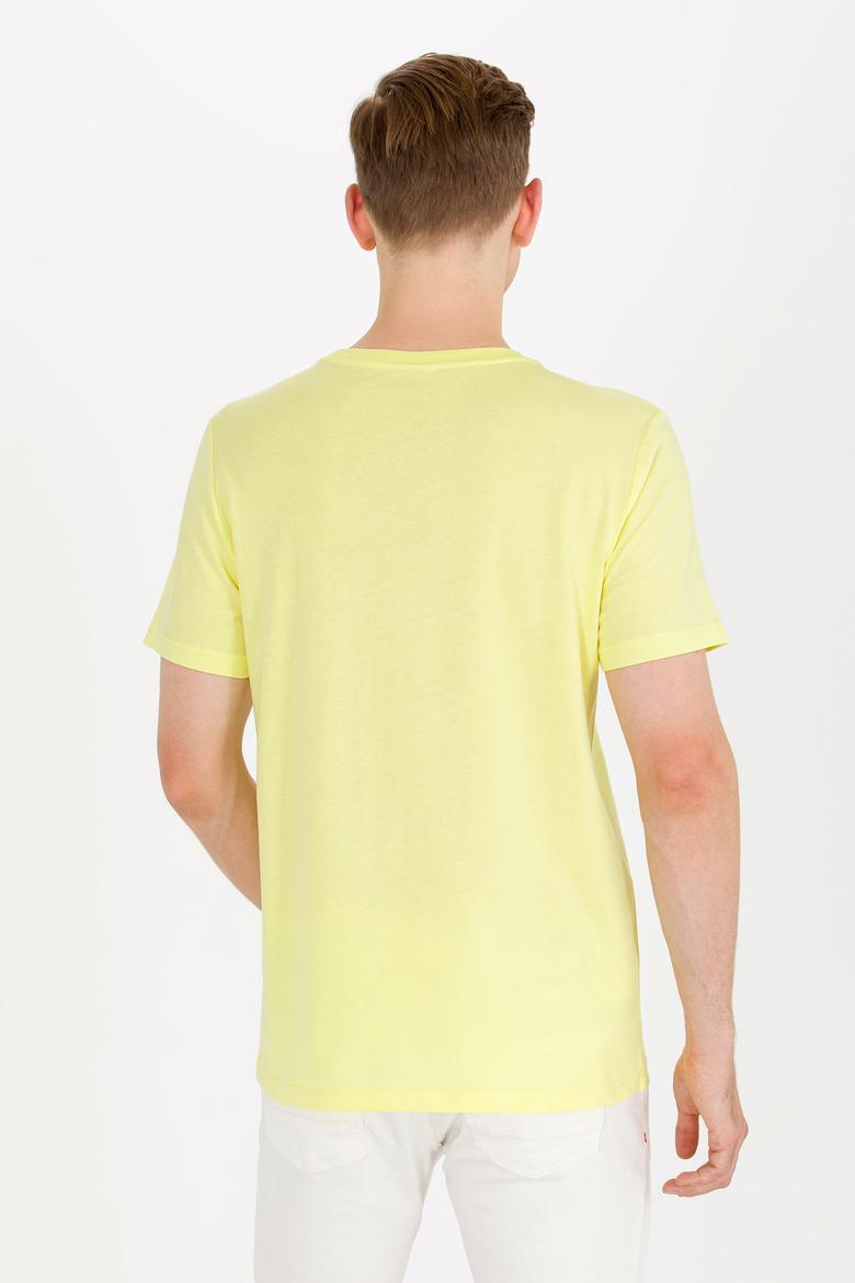 Erkek Açık Sarı Basic Bisiklet Yaka Tişört - 50264918008