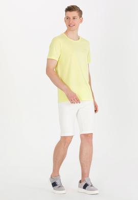 Erkek Açık Sarı Basic Bisiklet Yaka Tişört - 50264918008