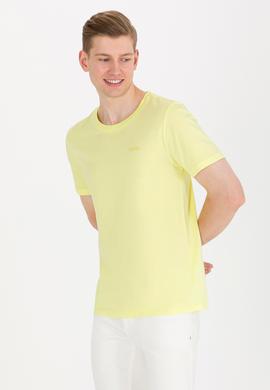 Erkek Açık Sarı Basic Bisiklet Yaka Tişört - 50264918008