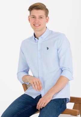 Erkek Açık Mavi Uzun Kollu Basic Gömlek - 50265664018