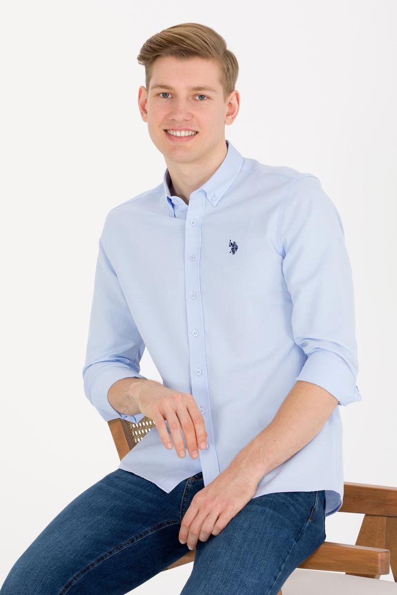 Erkek Açık Mavi Uzun Kollu Basic Gömlek - 50265664018