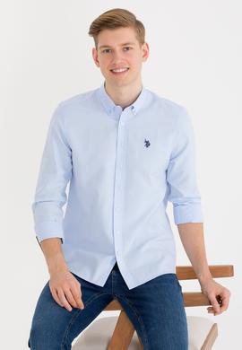 Erkek Açık Mavi Uzun Kollu Basic Gömlek - 50265664018