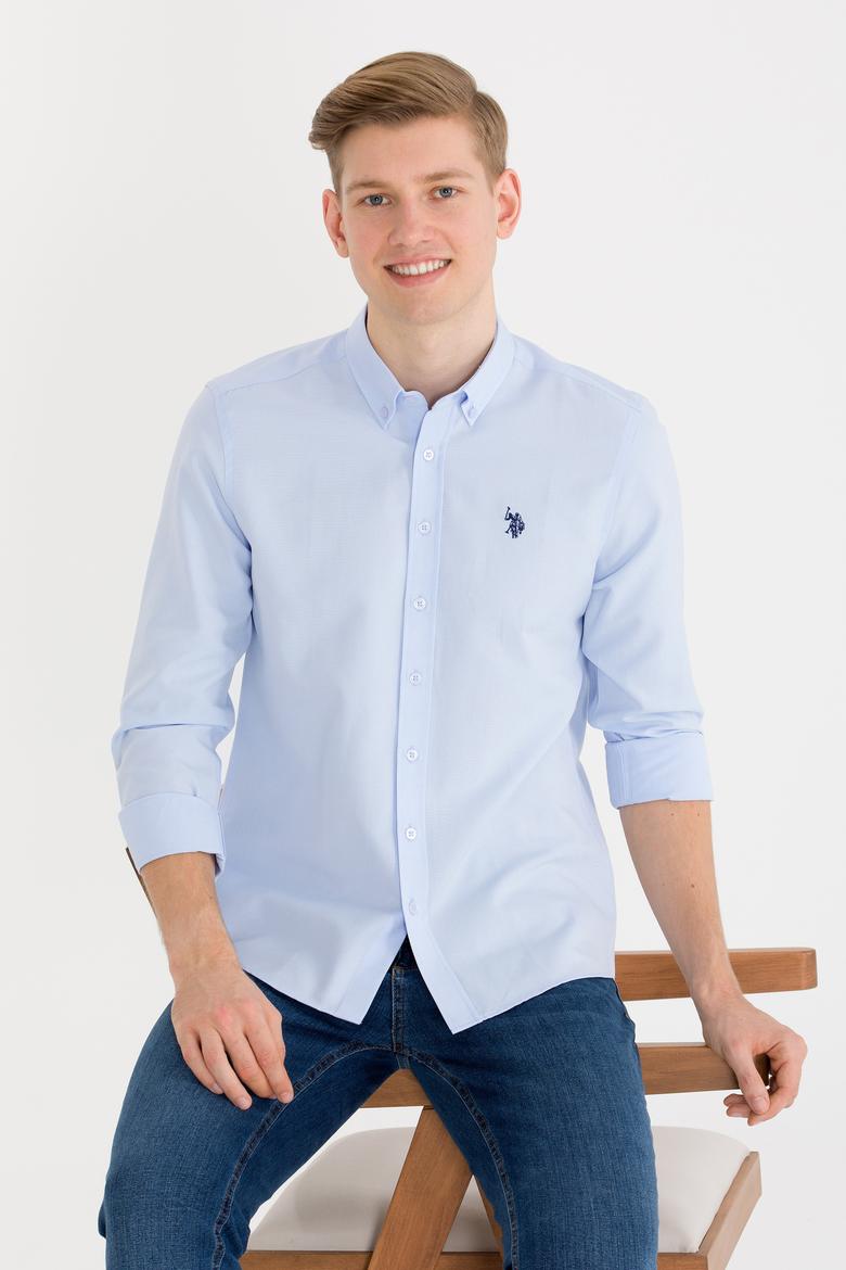 Erkek Açık Mavi Uzun Kollu Basic Gömlek - 50265664018