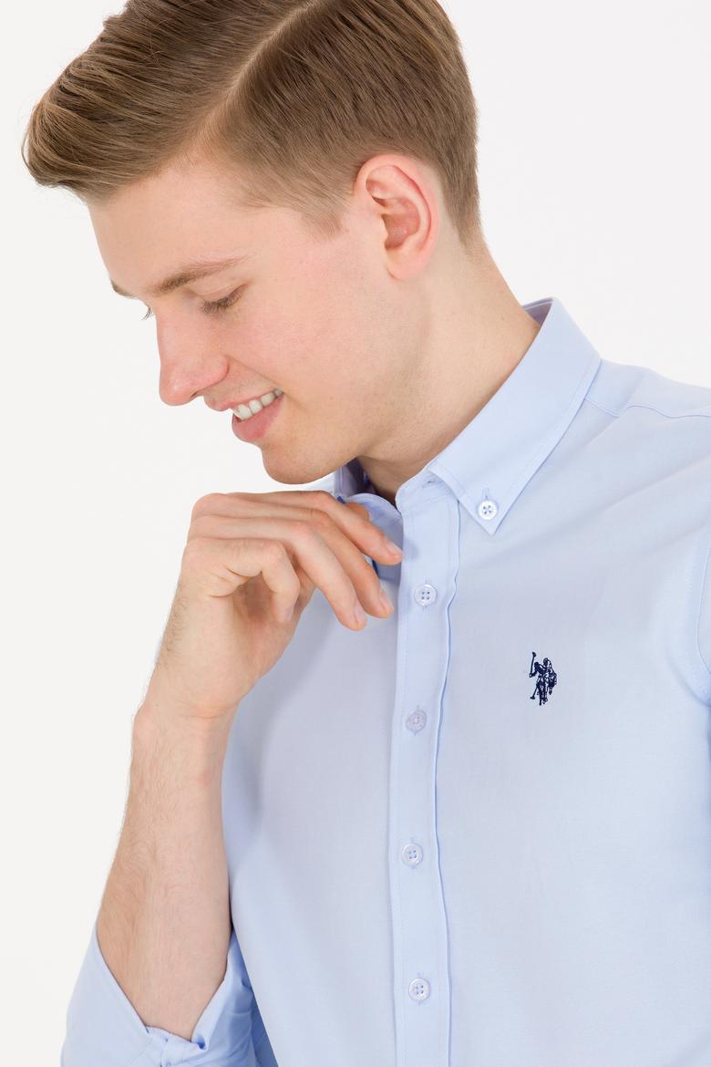 Erkek Açık Mavi Uzun Kollu Basic Gömlek - 50265664018