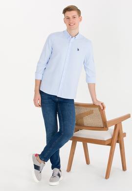Erkek Açık Mavi Uzun Kollu Basic Gömlek - 50265664018