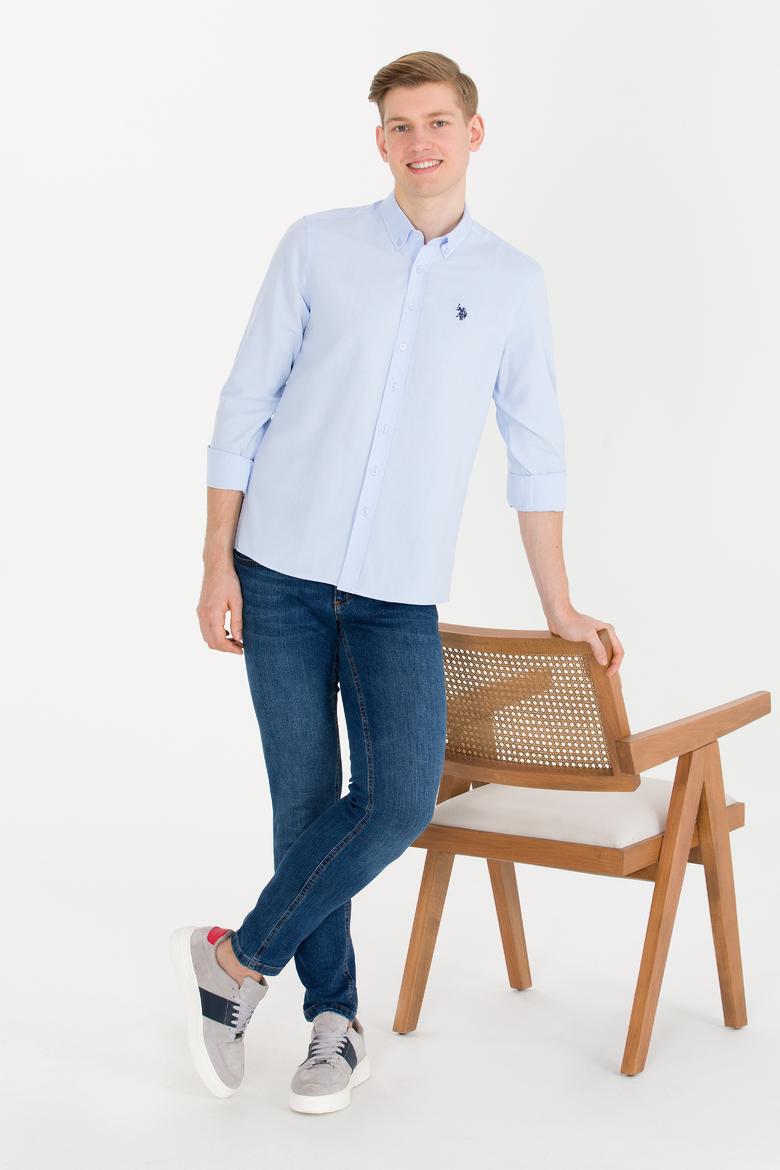 Erkek Açık Mavi Uzun Kollu Basic Gömlek - 50265664018