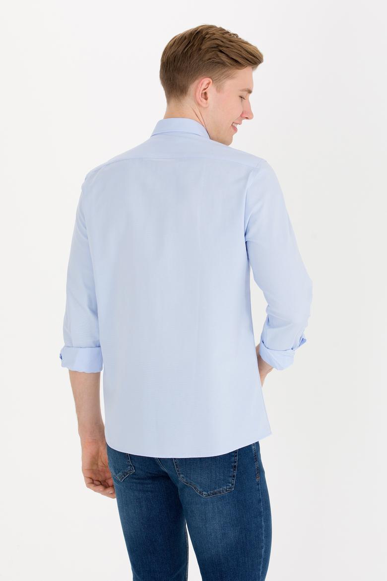 Erkek Açık Mavi Uzun Kollu Basic Gömlek - 50265664018
