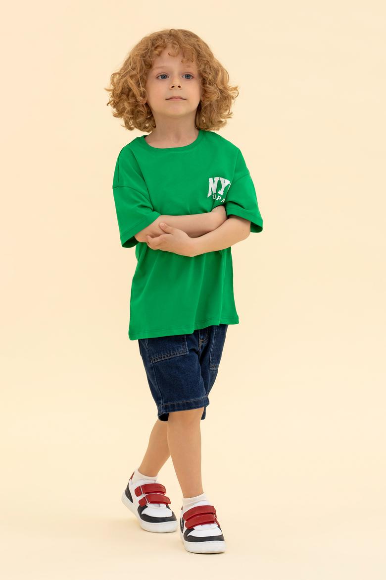 Çocuk Yeşil Bisiklet Yaka Tişört - 50266030022