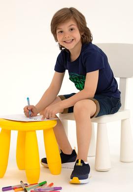 Çocuk Lacivert Bisiklet Yaka Tişört - 50266038001