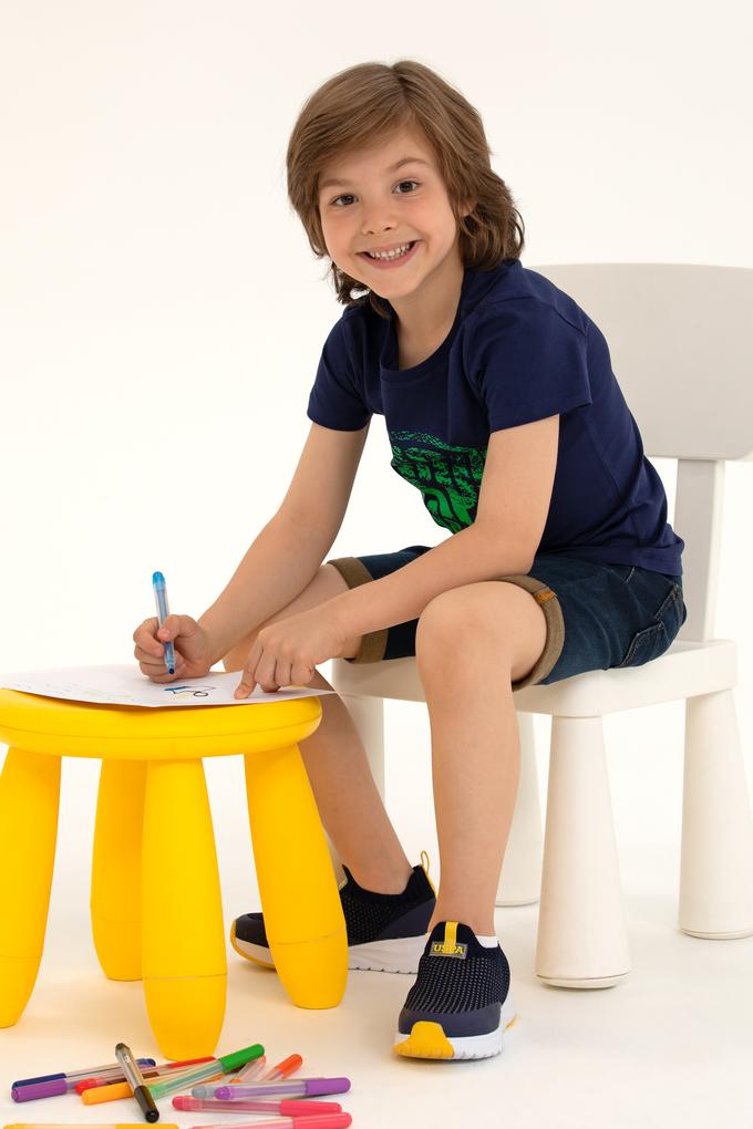 Çocuk Lacivert Bisiklet Yaka Tişört