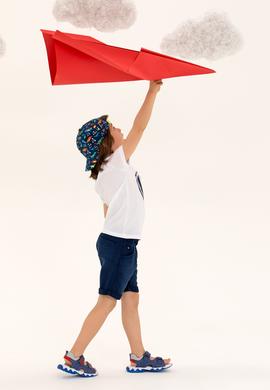 Çocuk Beyaz Bisiklet Yaka Tişört - 50266038039