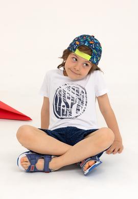 Çocuk Beyaz Bisiklet Yaka Tişört - 50266038039