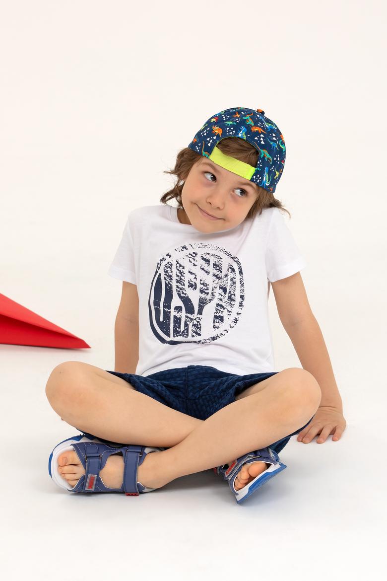 Çocuk Beyaz Bisiklet Yaka Tişört - 50266038039