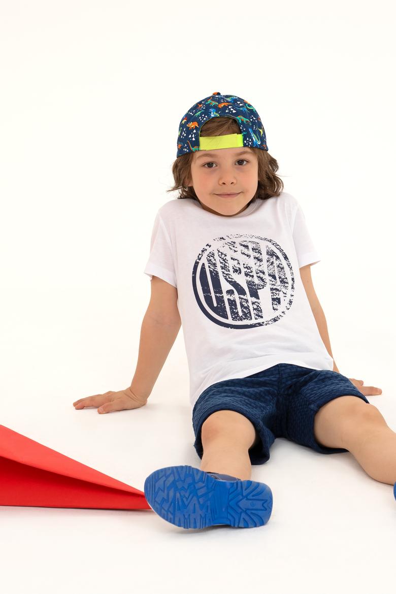 Çocuk Beyaz Bisiklet Yaka Tişört - 50266038039