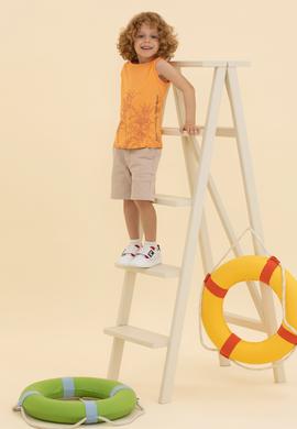 Erkek Çocuk Turuncu Bisiklet Yaka Kolsuz Tişört - 50264182055