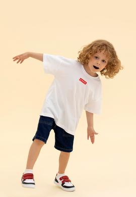 Erkek Çocuk Beyaz Oversize Bisiklet Yaka Tişört - 50263287008