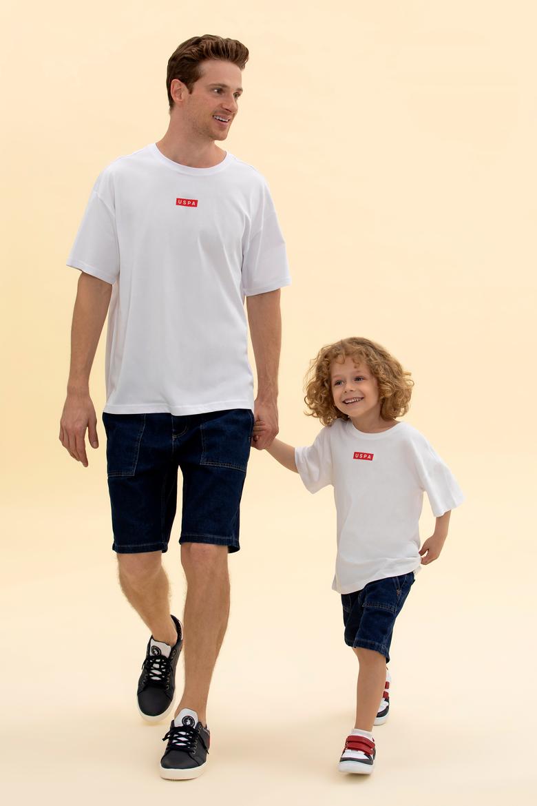 Erkek Çocuk Beyaz Oversize Bisiklet Yaka Tişört