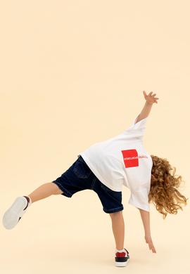 Erkek Çocuk Beyaz Oversize Bisiklet Yaka Tişört - 50263287008