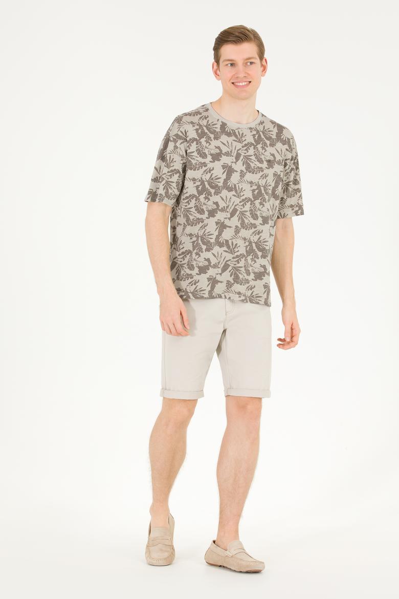 Erkek Taş Comfort Bisiklet Yaka Tişört - 50263488024