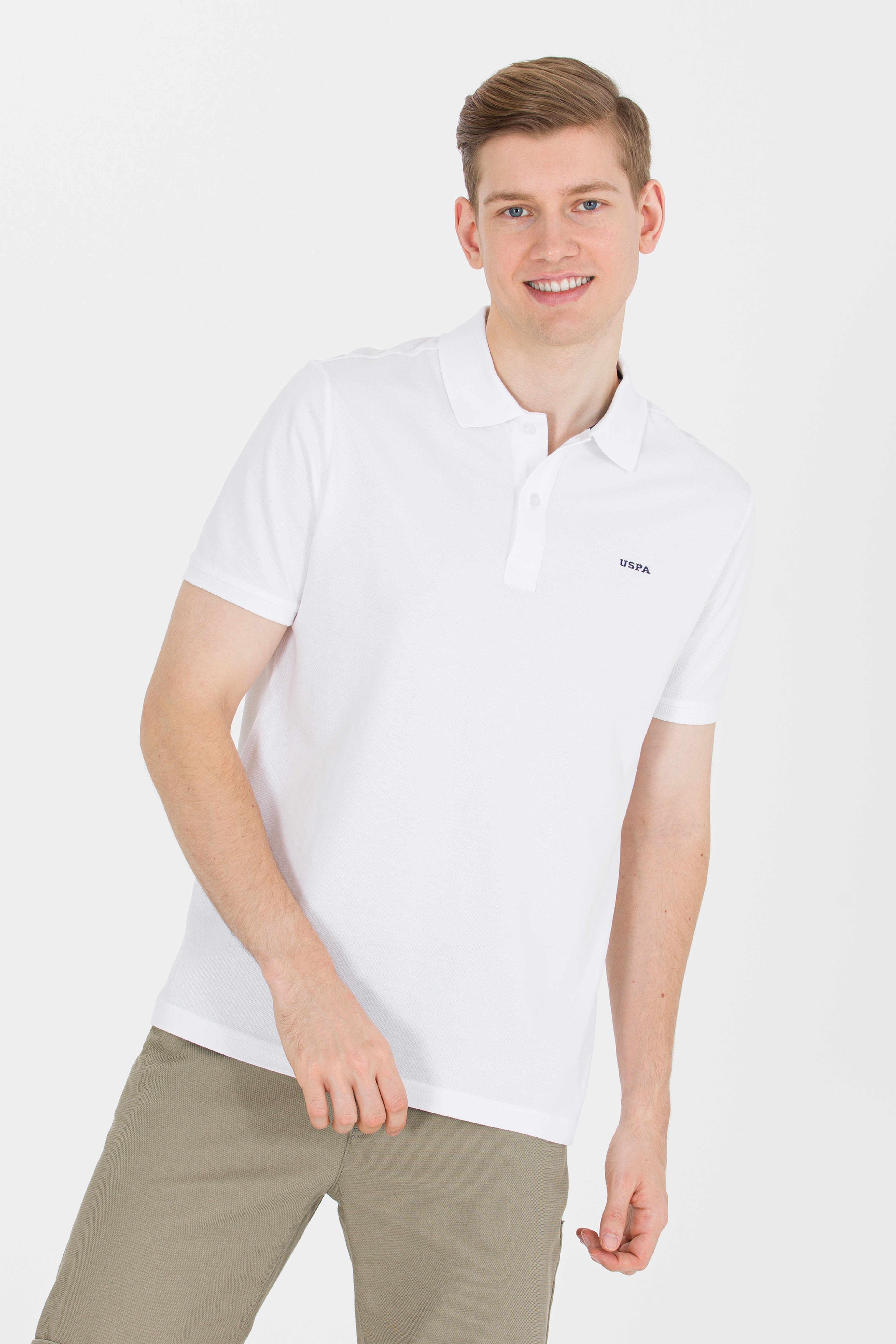 Erkek Beyaz Basic Polo Yaka Tişört