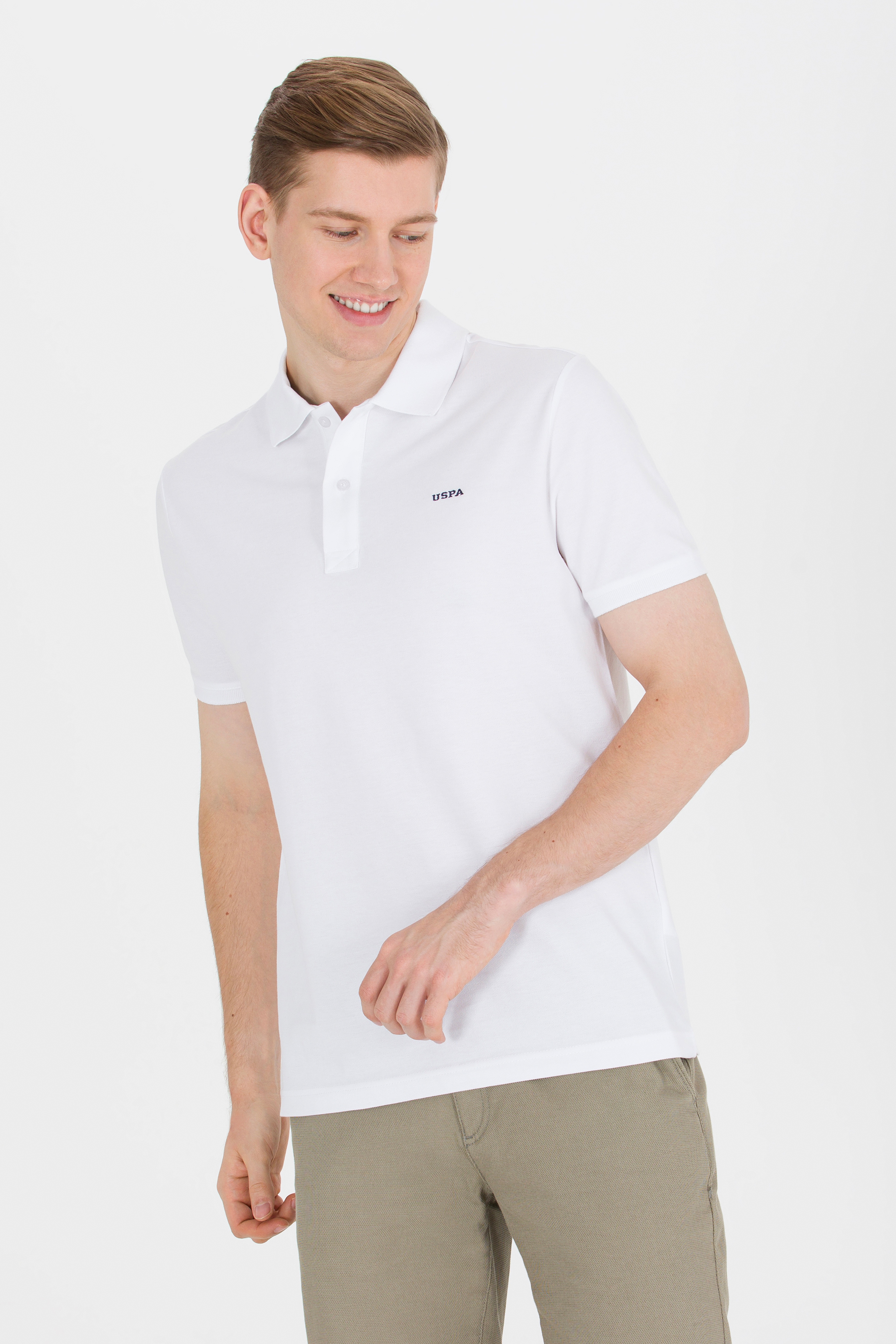 Erkek Beyaz Basic Polo Yaka Tişört