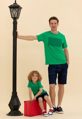 Erkek Yeşil Bisiklet Yaka Tişört - 50263564023