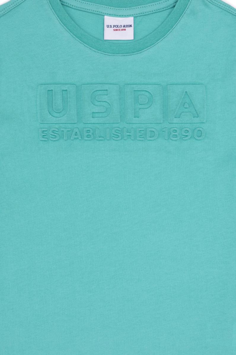 Çocuk Mint Yeşili Bisiklet Yaka Tişört