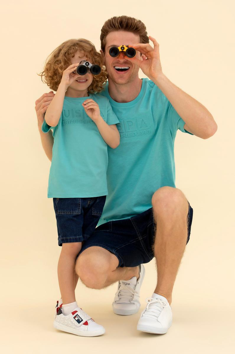 Çocuk Mint Yeşili Bisiklet Yaka Tişört