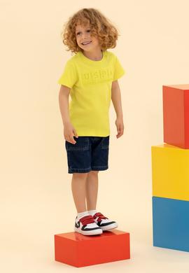 Çocuk Neon Sarı Bisiklet Yaka Tişört - 50263496037