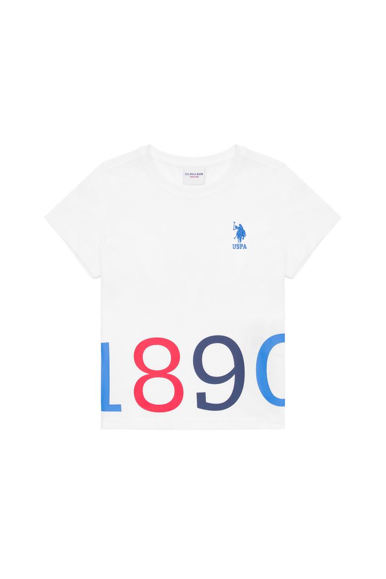 Çocuk Beyaz Bisiklet Yaka Tişört - 50265975028