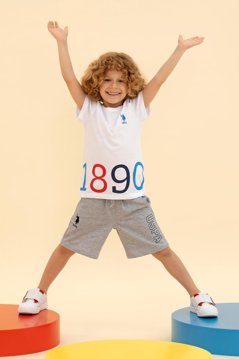 Çocuk Beyaz Bisiklet Yaka Tişört