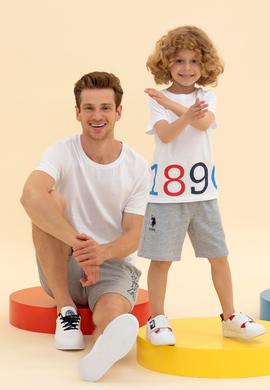 Çocuk Beyaz Bisiklet Yaka Tişört - 50265975028